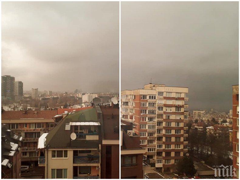 ЗАДАВА СЕ СТРАШНА БУРЯ! Черни облаци надвиснаха над София 