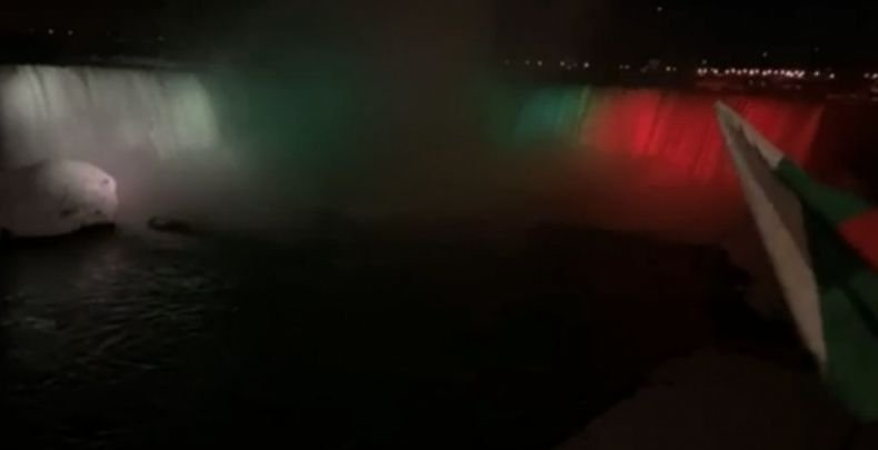 ИСТОРИЧЕСКО! Ниагарският водопад светна в цветовете на българския флаг