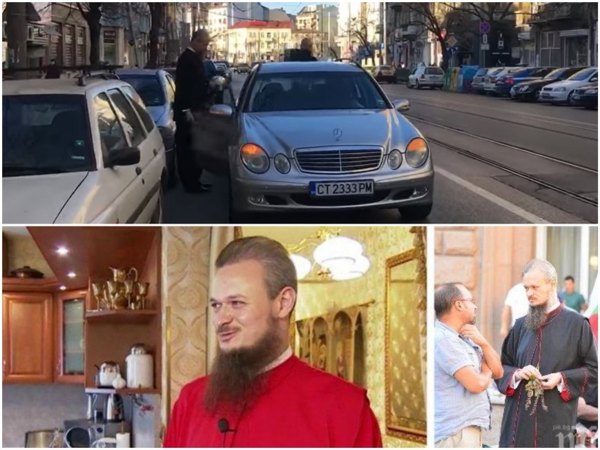 Вижте как разпопеният Дионисий запуши булевард в София с мерцедеса и охраната си, за да пазарува (ВИДЕО)