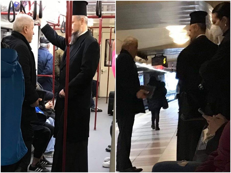 ГОРЕЩО В ПИК: Разпопеният Дионисий продължава с беззаконието - качи се в метрото без маска (СНИМКИ)
