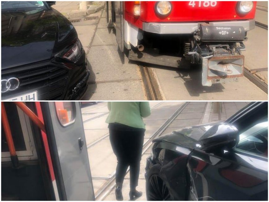 ПЪРВО В ПИК: Лъскаво Ауди се заби в трамвай в центъра на София (СНИМКИ)