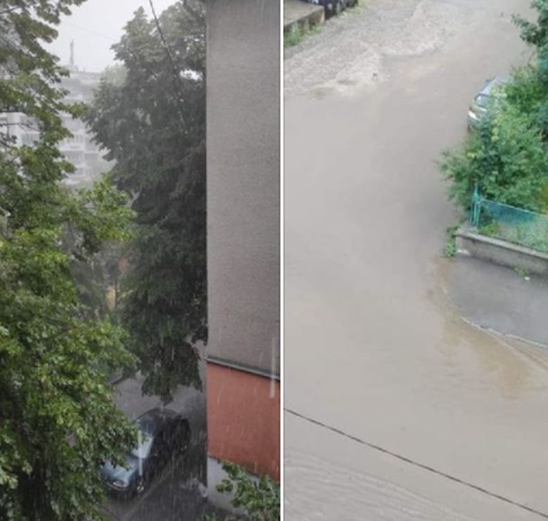 Порой наводни Русе, улици и мазета са под вода