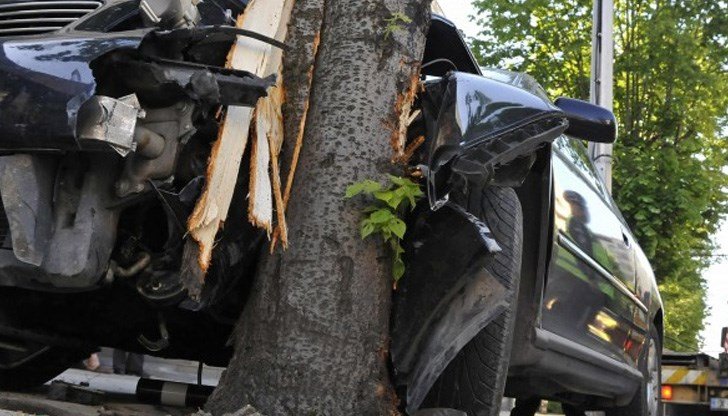 Кола се разби в дърво на пътя Русе-Разград, двама са ранени