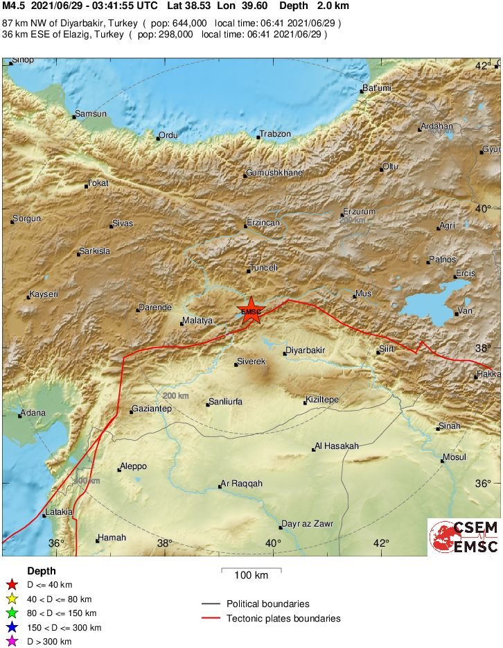 Земетресение разтресе Източна Турция (КАРТА)