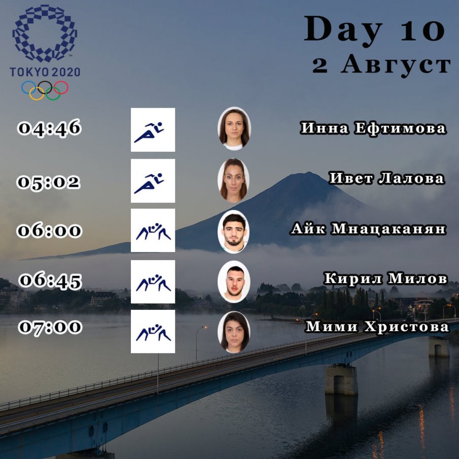 Стискаме палци на Ивет Лалова и още четирима българи в 10-ия ден на Игрите в Токио