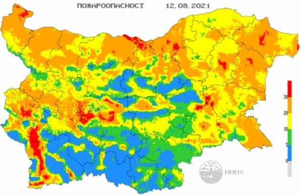 ВНИМАНИЕ! Екстремален индекс за пожароопасност за 16 области в страната