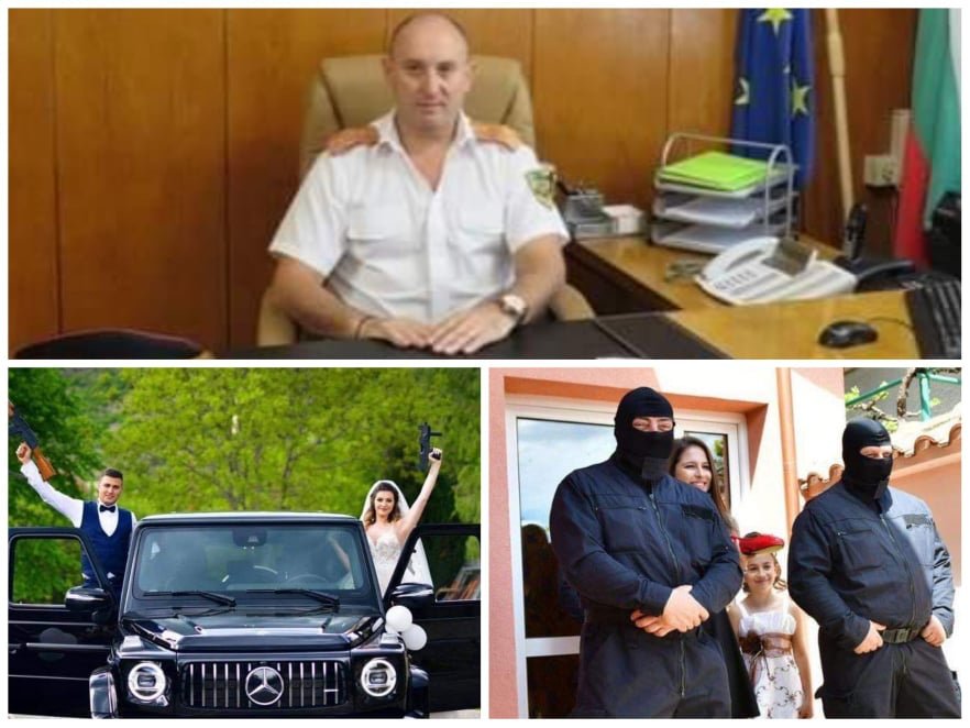Директорът на полицията в Сливен спретна сватба на дъщеря си с узи и калашник (СНИМКИ)