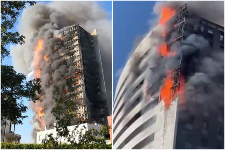 Емблематична 60-метрова сграда в Милано изгоря за няколко часа (ВИДЕО)