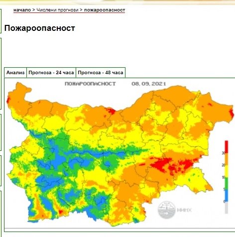 Обявиха екстремен индекс за пожари в 11 области