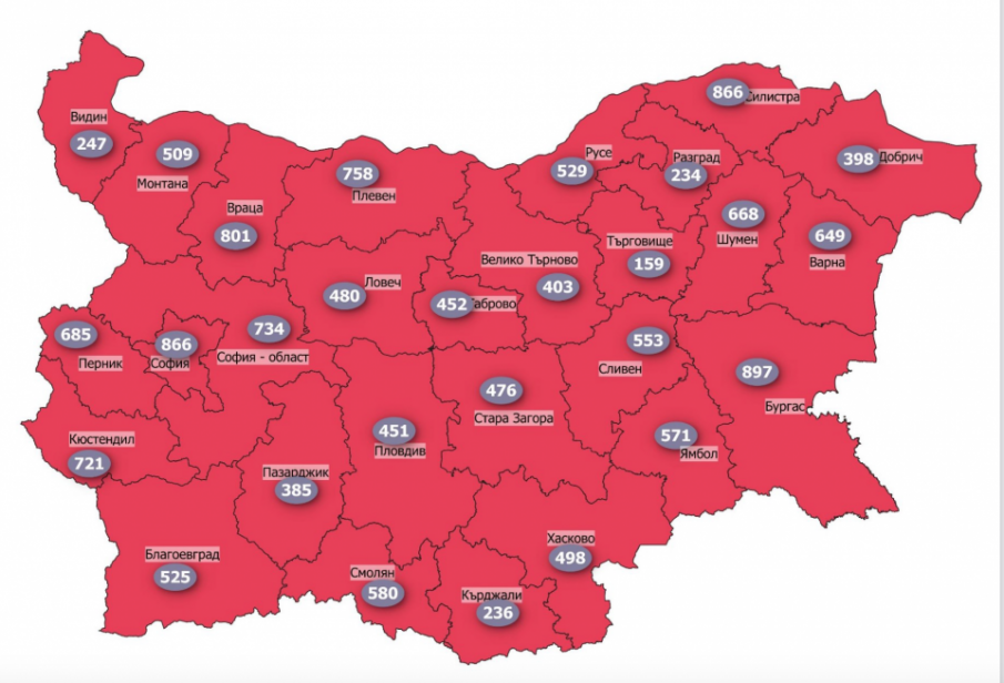 Цяла България вече е червена, след като и Кърджали е с екстремни COVID-стойности
