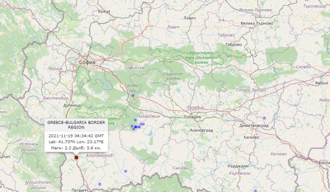 Слабо земетресение е регистрирано в района на село Горна Брезница