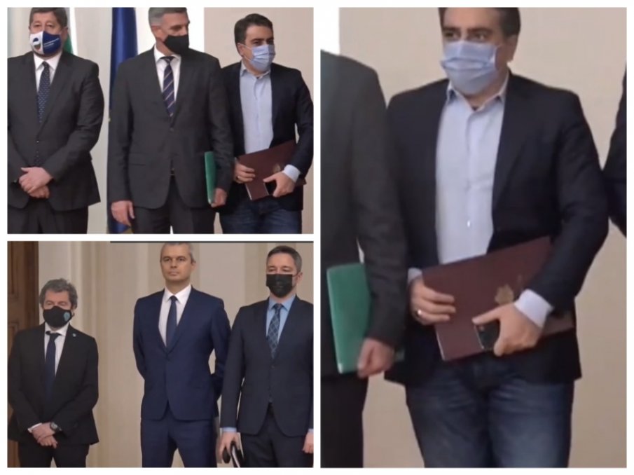 Асен Василев като разгорещен сватбар при президента! Вицето на Просто Киро цъфна по дънки, без вратовръзка и с тениска под ризата (СНИМКИ)
