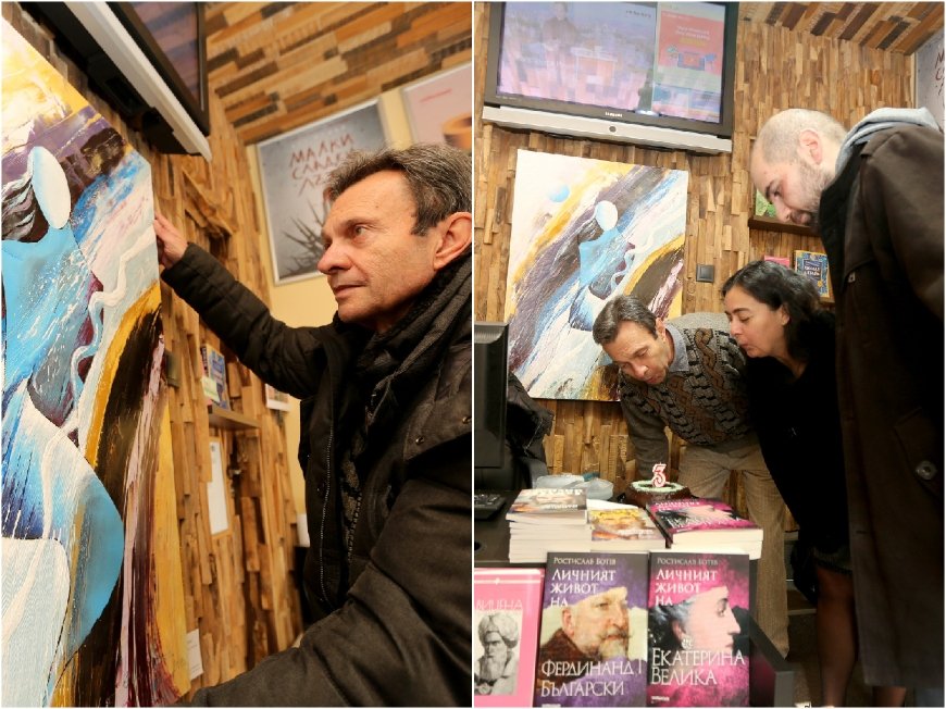САМО В ПИК ТV: Световноизвестен художник с подарък картина за ЧРД на книжарница „Милениум“ (ВИДЕО/СНИМКИ)