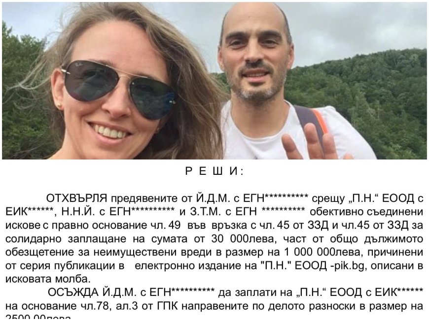 ИЗВЪНРЕДНО: Съдът отхвърли изцяло иска срещу ПИК за 1 млн. лв. заради снимките на Данчето с вибраторите - публикувани са в обществен интерес