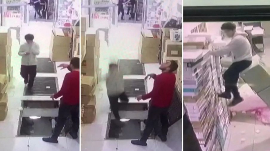 Младеж се размина на косъм от смъртта, докато вървеше в мола (ВИДЕО)