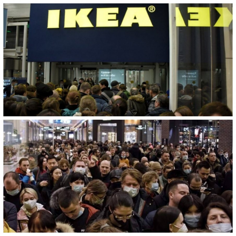 ИСТЕРИЯ: Рускини се бият за последните артикули на IKEA! Огромни опашки като от 90-те години се извиха преди затварянето на западните магазини (ВИДЕО/СНИМКИ)
