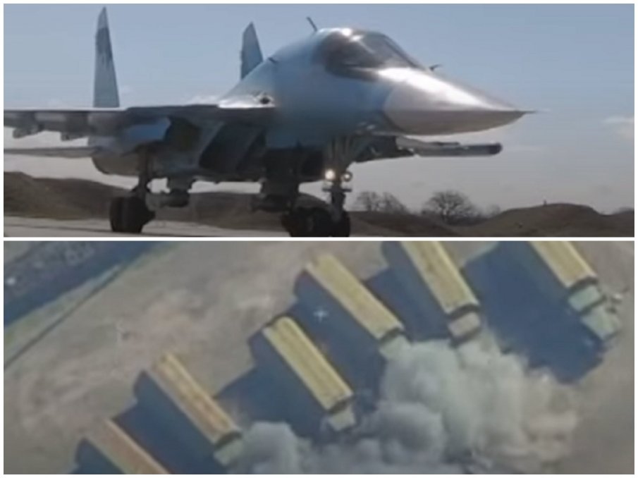 ЗРЕЛИЩНО ОТ ФРОНТА: Ето как руски Су-34 унищожава военна техника на въоръжените сили на Украйна (ВИДЕО)