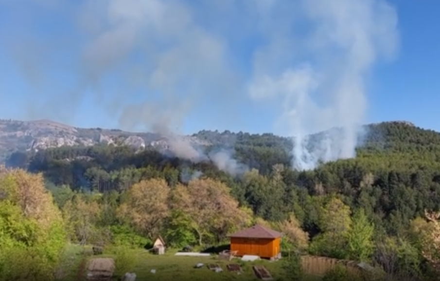 Голям горски пожар бушува над благоевградското село Илинденци (ВИДЕО)