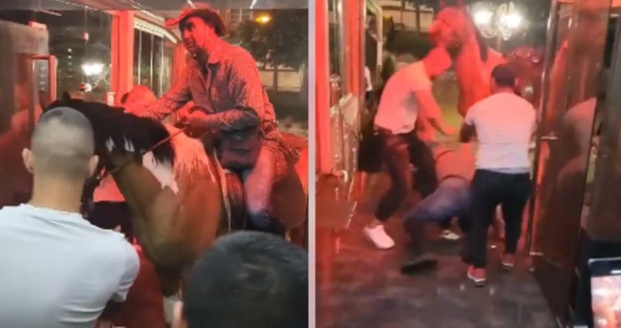 КУЛТОВО: Каубоят Живко от Смолян пробва да влезе в дискотека с кон, сби се с охраната (ВИДЕО)