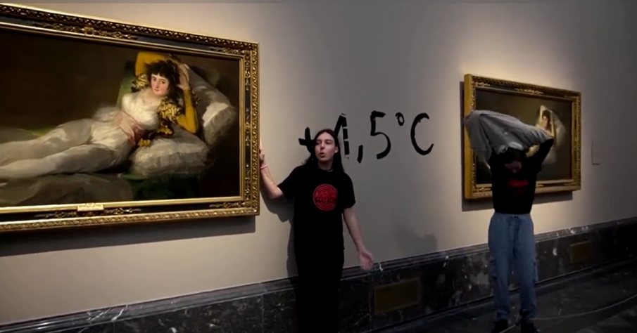 ПОРЕДНА ЛУДОСТ! Екоактивисти се залепиха за картина на Франсиско де Гоя в Мадрид (ВИДЕО)