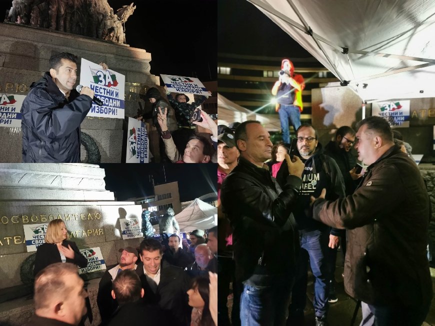 Гошо Боеца, Кирил Петков и Христо Иванов поведоха протеста срещу хартиената бюлетина (СНИМКИ/ВИДЕО)