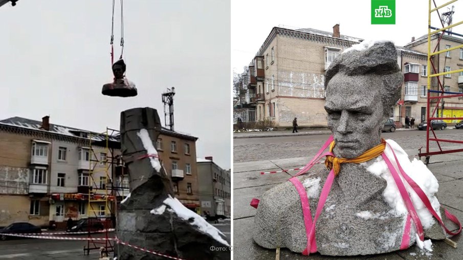 В Украйна премахнаха статуя на известен съветски писател (ВИДЕО)