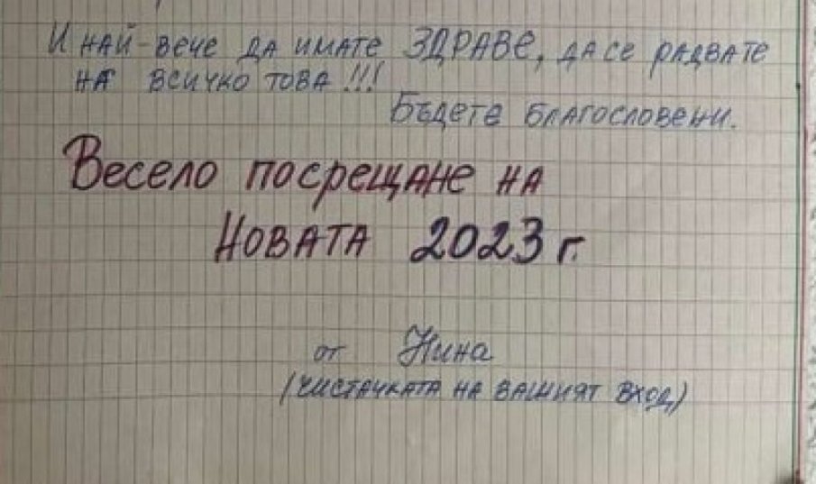 Новогодишното послание на чистачката Нина стана хит в Мрежата (СНИМКА)