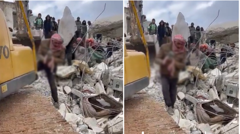 НЕЧОВЕШКА ТРАГЕДИЯ: Жена роди под развалините на рухнала сграда в Сирия и почина, детето й остана пълен сирак (ВИДЕО)