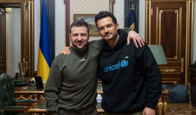 Орландо Блум посети Киев и се срещна със Зеленски (ВИДЕО)