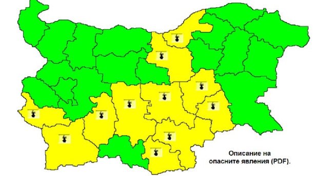 11 области в страната са с жълт код за горещо време утре