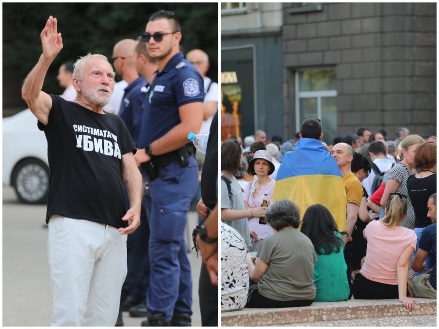 ИЗВЪНРЕДНО В ПИК: Със знамето на Украйна искат импийчмънт на Радев - главни протестиращи са Гошо Боеца и Йоло Денев (СНИМКИ)