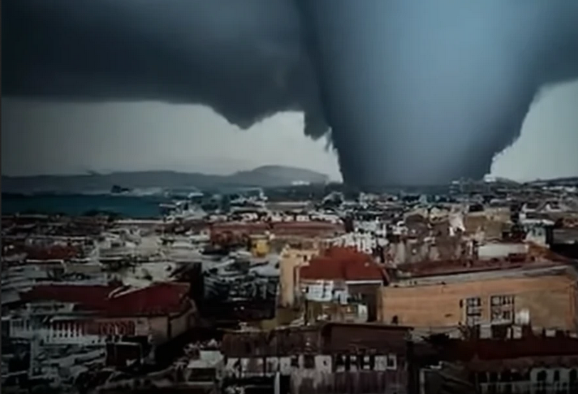 ЗА СЕКУНДИ: Торнадо отнесе покрива на шестчленно семейство край Атина