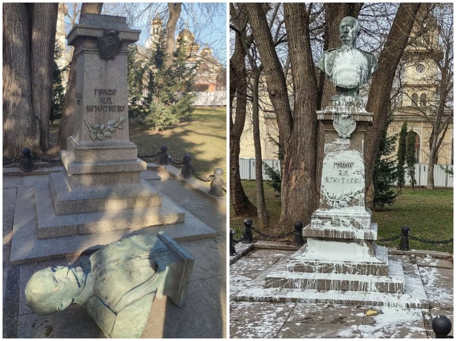 ВАНДАЛИЗЪМ: Миналата година с боя, тази изкъртен - счупиха паметника на граф Игнатиев във Варна (СНИМКА)