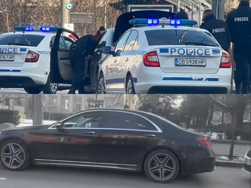 ПЪРВО В ПИК TV: Нещо се случва пред СУ. Тарашат мерцедес S класа, задържаха шофьора, гъмжи от полиция (ВИДЕО)