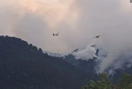 Френски самолети вече гасят пожара между България и Гърция