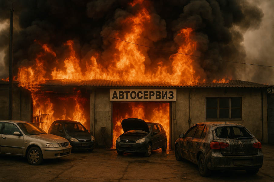 Автосервиз изгоря напълно при пожар в Бургас