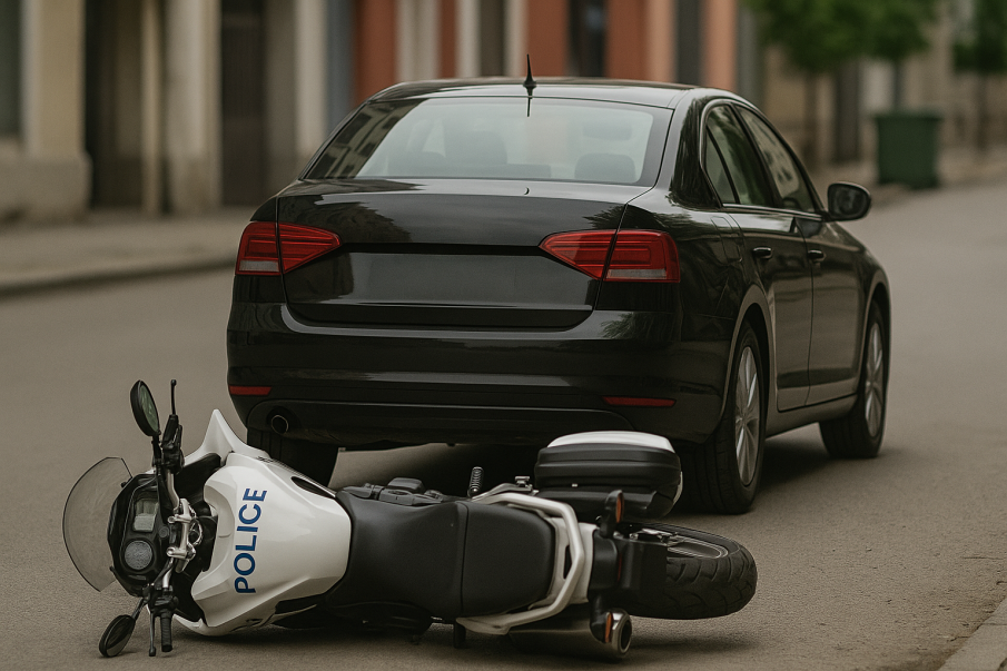 Кола блъсна полицай на мотоциклет в Пловдив