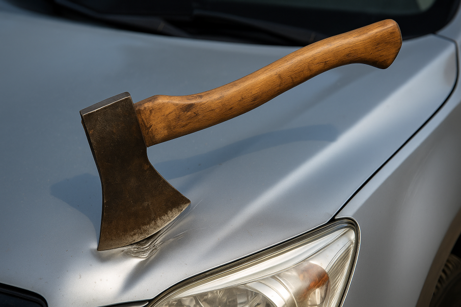 Шофьор блъсна племенника си и разцепи с брадва колата му