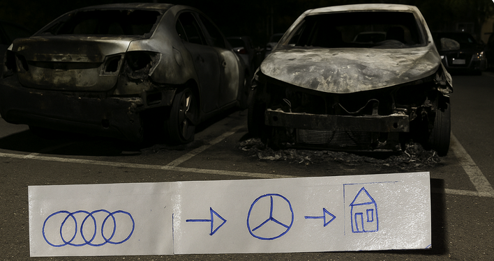 Запалиха две коли в Благоевград, оставиха заплашителна бележка на собственика