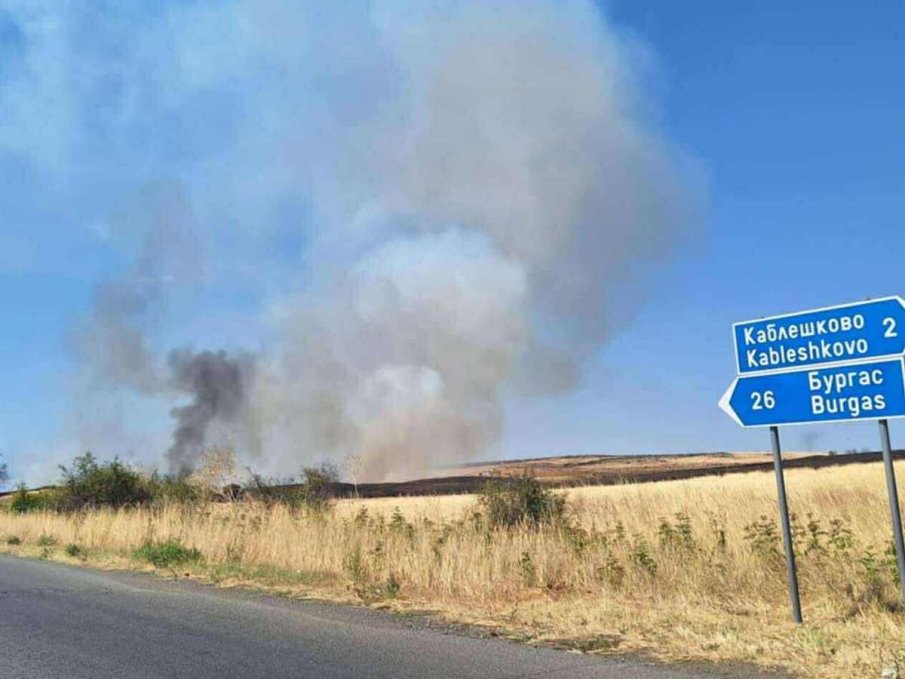 Хвърлен фас запали ниви по пътя между Каблешково и Слънчака