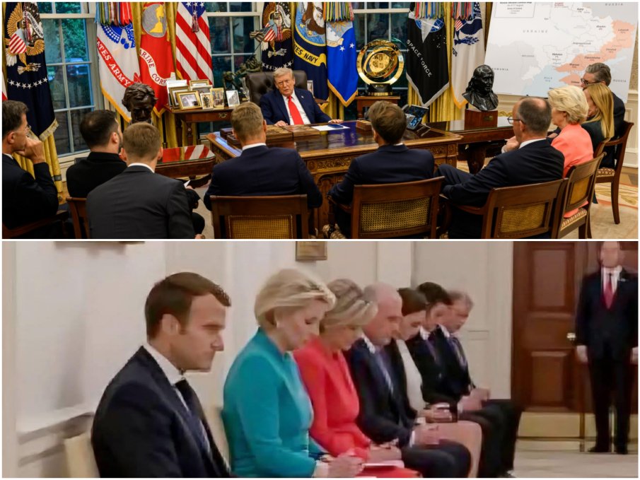 Вижте истински СНИМКИ от срещата на Тръмп с евролидерите в Белия дом - нямат общо с фейка, разпространяван в Мрежата