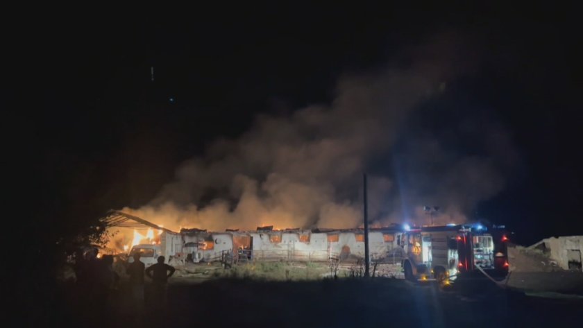 Голям пожар унищожи кравеферма край Казанлък