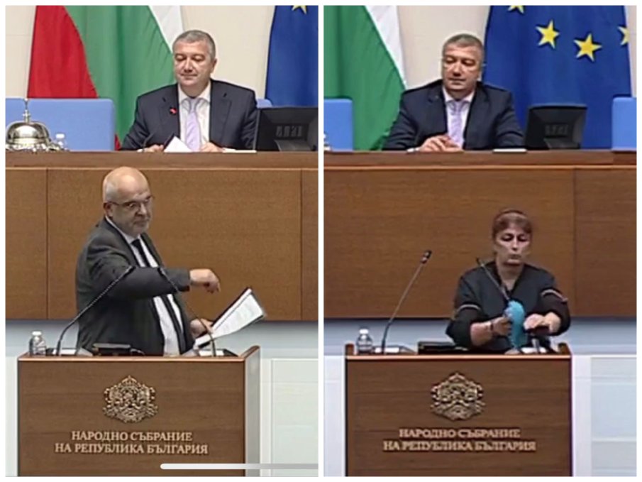 ИЗВЪНРЕДНО ПОЛОЖЕНИЕ В ПАРЛАМЕНТА: Депутат от ГЕРБ изпищя от бацили на трибуната, лелка с парцал нахлу в залата (ВИДЕО)