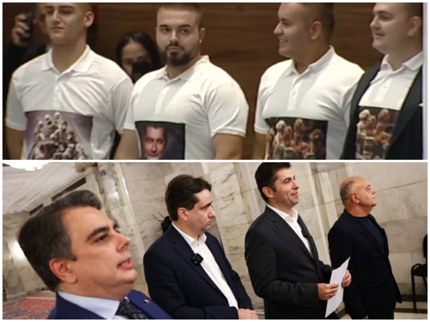 УНИКАЛНО ШОУ В ПИК! Начетени младежи сринаха ППДБ в пленарна зала - показаха тениски с пудели и с Асен Василев по пеньоар (СНИМКИ/ВИДЕО)