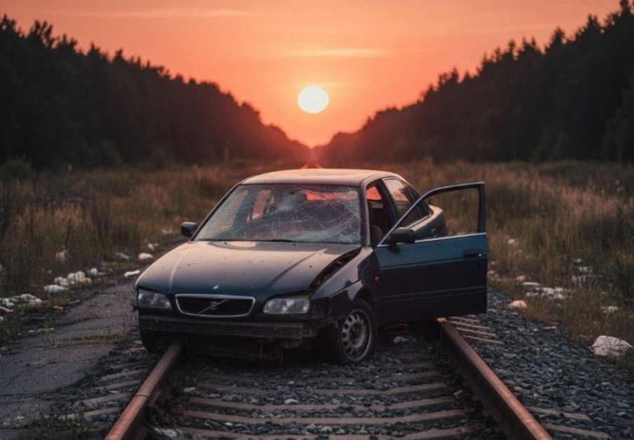 Пиян шофьор катастрофира на метър от жп релсите