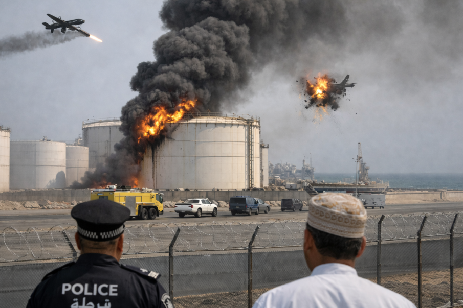 Дронове удариха резервоар за гориво на голямо пристанище в Оман