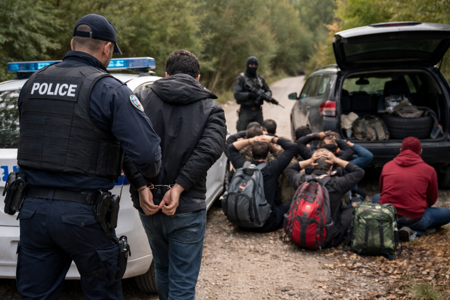 Гърцката полиция задържа 11 мигранти и предполагаем трафикант край турската граница