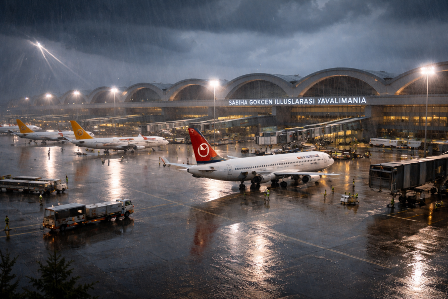Десетки полети са отменени и пренасочени заради порой в Истанбул