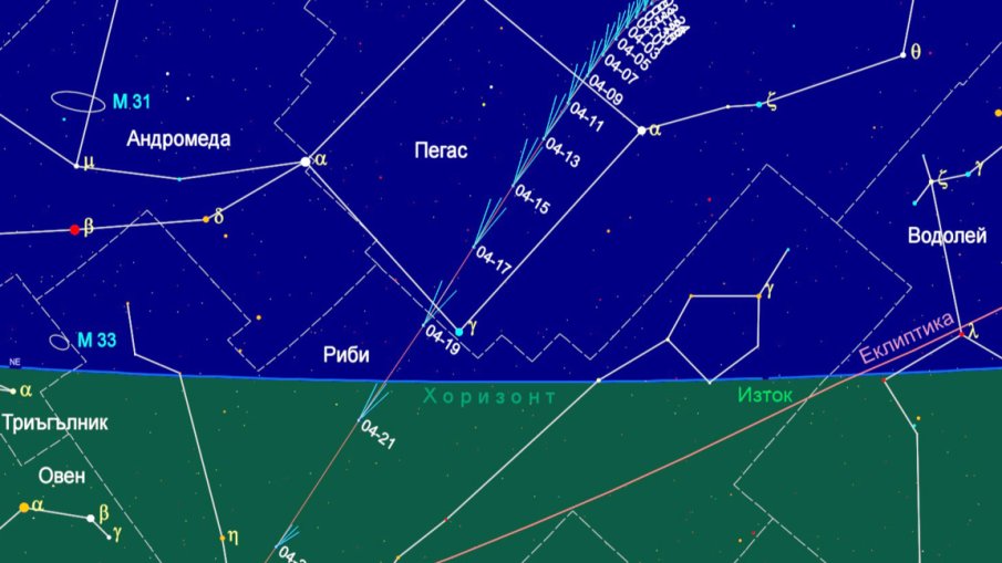Максимумът на метеорния поток Лириди ще е на 22 април