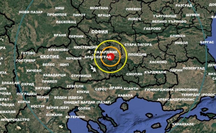 Земята се люшна леко между София и Пазарджик
